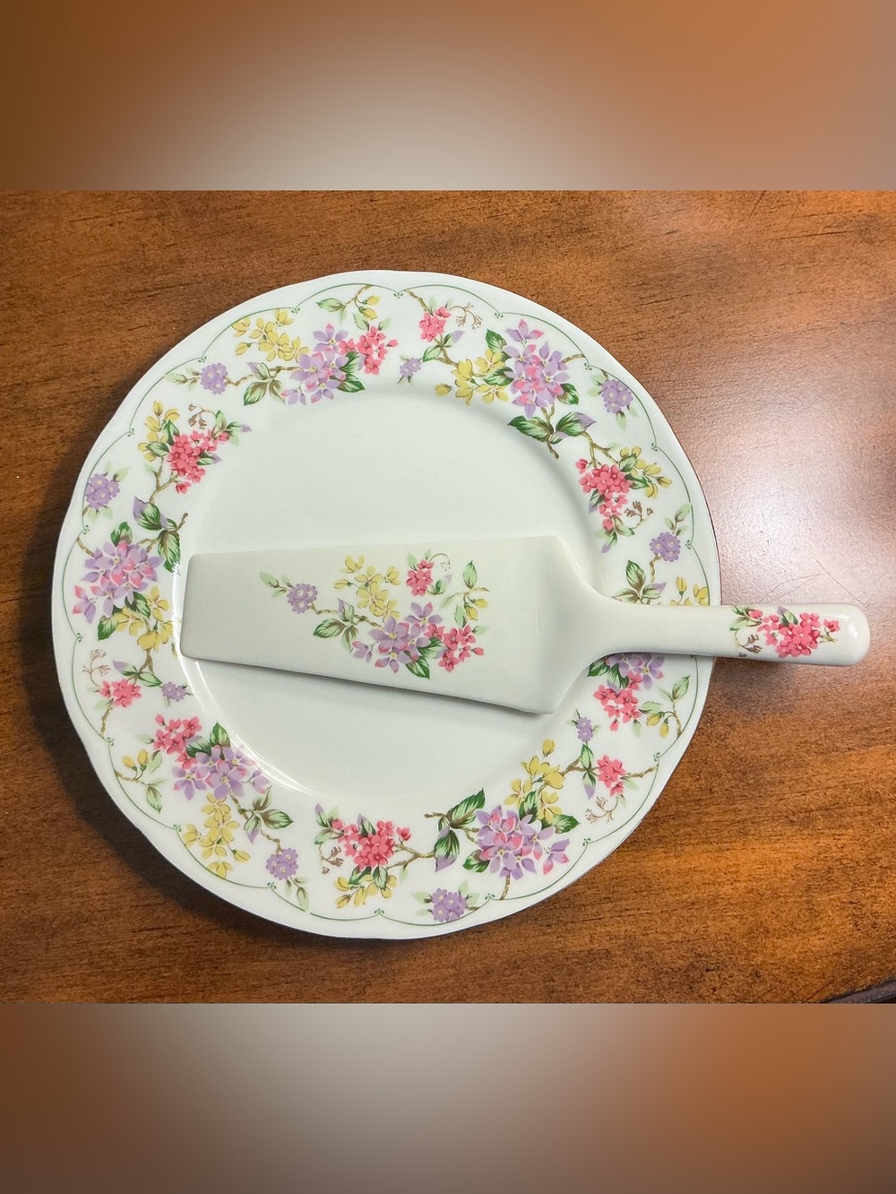 Vintage Andrea by Sadek porcelain cake plate and matching server set